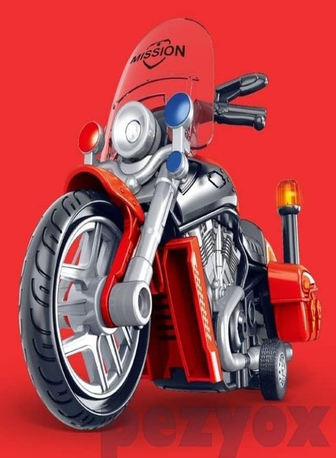 PEZYOX لعبة دراجة نارية للشرطة من بيزوكس - ألعاب دراجات نارية تعمل بالسحب للخلف، هدية صغيرة مع موسيقى وإضاءة، لعبة دراجات نارية لاتيه للأطفال الأولاد (أزرق) - Image 2